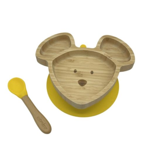 PIATTO BAMBINI MIKRO IL TOPO CON CUCCHIAIO GIALLO | ECOMIKRO