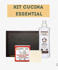 KIT CUCINA ESSENTIAL | Sgrassatore solido, Detersivo Piatti Ecologico, Tappetino Forno