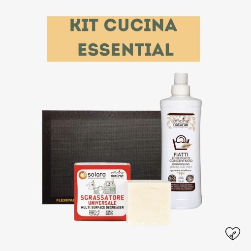 KIT CUCINA ESSENTIAL | Sgrassatore solido, Detersivo Piatti Ecologico, Tappetino Forno