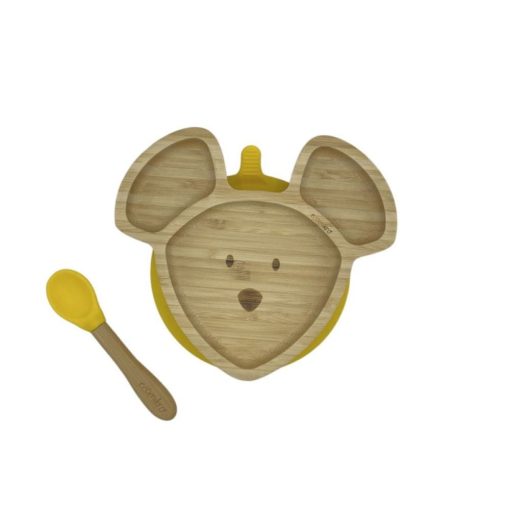 PIATTO BAMBINI MIKRO IL TOPO CON CUCCHIAIO GIALLO | ECOMIKRO - immagine 2