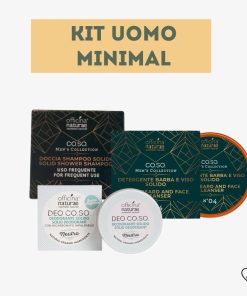 KIT UOMO MINIMAL | Detergente viso e barba solido, Doccia-shampoo solido minisize, Deodorante solido