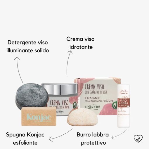 KIT VISO | Detergente viso solido, Spugna Konjac Esfoliante, Crema viso idratante, Burro labbra - immagine 2
