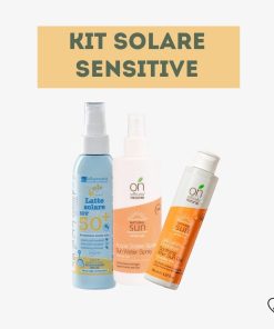 KIT SOLARE SENSITIVE | Latte solare 50+, Acqua solare spray rinfrescante, Gel lenitivo doposole
