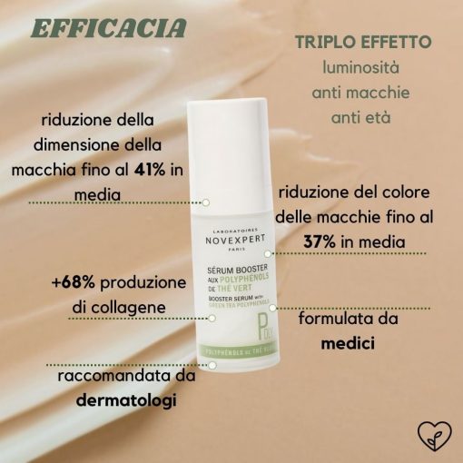 Siero viso schiarente anti-macchia ai Polifenoli del tè verde 30ml | Novexpert - immagine 2