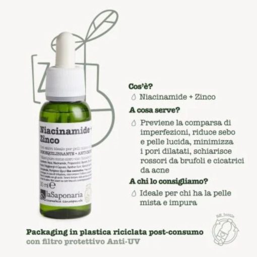 Siero Viso Seboregolatore e Anti-imperfezioni - Niacinamide + Zinco I La Saponaria - immagine 2