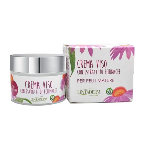 Crema Viso Antirughe Naturale per Pelli Mature con Echinacea e Acido Ialuronico I Linfaderm