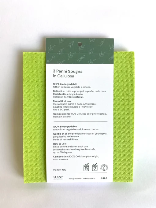 Panni spugna in cellulosa vegetale - 3 pezzi | SUSSO - immagine 2