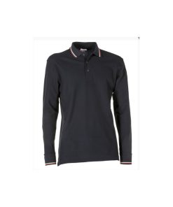 Polo manica lunga 100% cotone blu