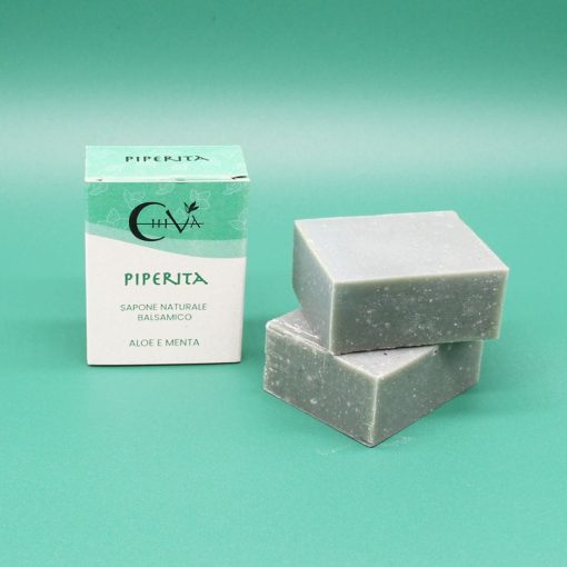 Sapone Rinfrescante Naturale con Aloe e Menta - Piperita 100g I Chiva