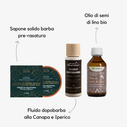 KIT BARBA | Sapone pre-rasatura, Fluido dopobarba, Olio di Semi di Lino - immagine 2