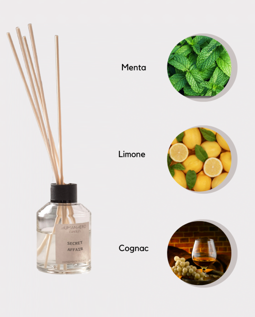 Diffusore 100ml - limone, menta, cognac - SECRET AFFAIR | Human Hero Candles - immagine 2