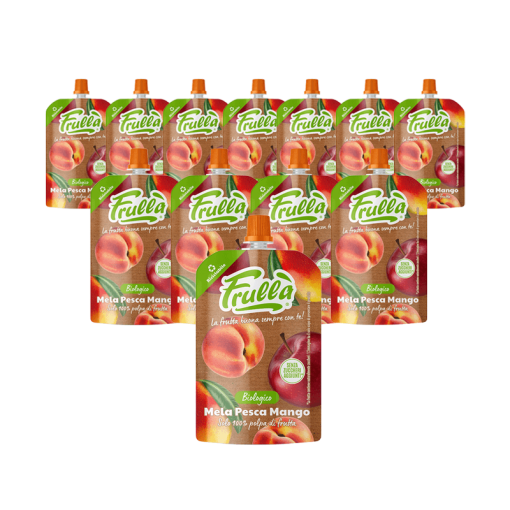 Frutta Frullata Mela Pesca Mango Biologico - Pack 18 Pezzi