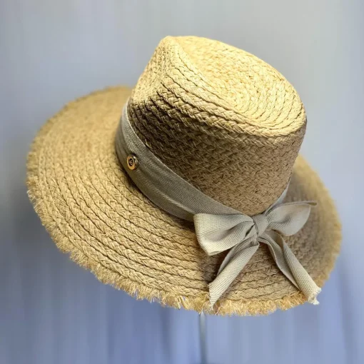 Cappello a Tesa Larga Stile Fedora Naturale - immagine 4