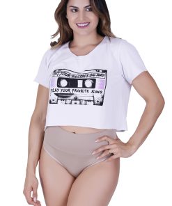 Culotte a vita alta in microfibra beige