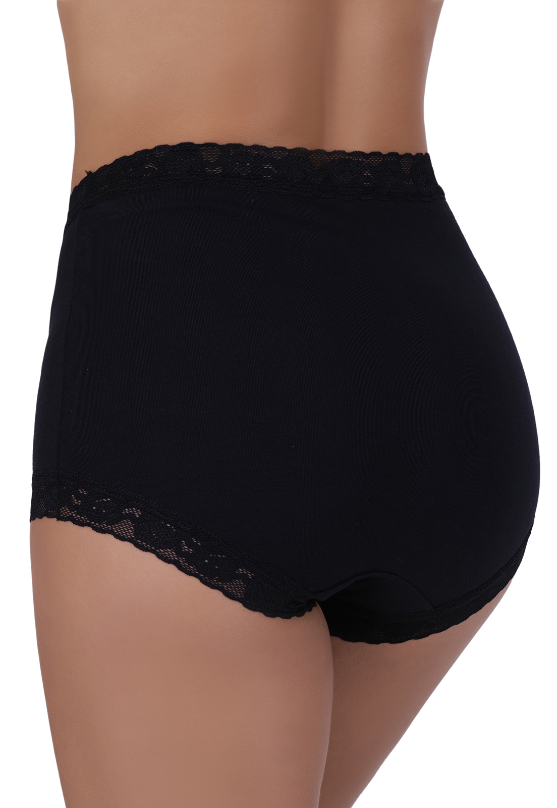 Mutanda royalty in cotone nera a vita alta - immagine 2