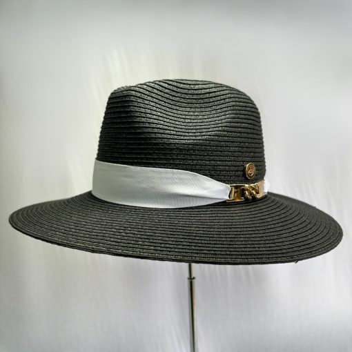 Cappello Stile Fedora Nero Dettaglio Bianco - immagine 5