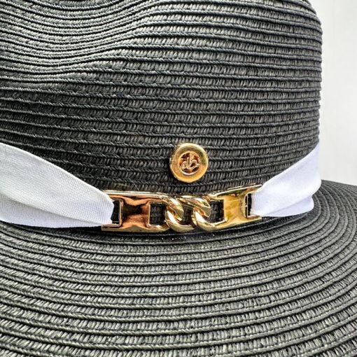 Cappello Stile Fedora Nero Dettaglio Bianco - immagine 4
