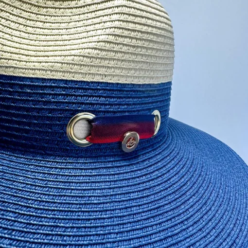 Cappello Stile Fedora Naturale e Blu - immagine 4