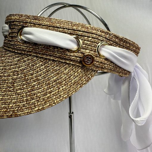 Visiera Da Spiaggia Marrone Chiaro con Dettaglio Fazzoletto - immagine 5