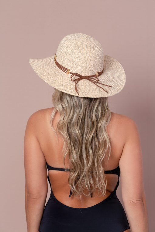 Cappello a Tesa Larga Sabbia con Dettagli Suede - immagine 2