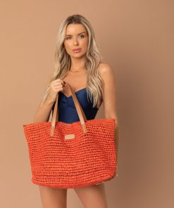 Borsa Mare in Paglia Arancione