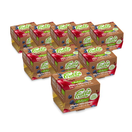 Polpa di Frutta Mela Mirtillo Biologico - 2x100g - Pack 12 pezzi