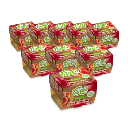 Polpa di Frutta Mela Pesca Biologico - 2x100g - Pack 12 pezzi