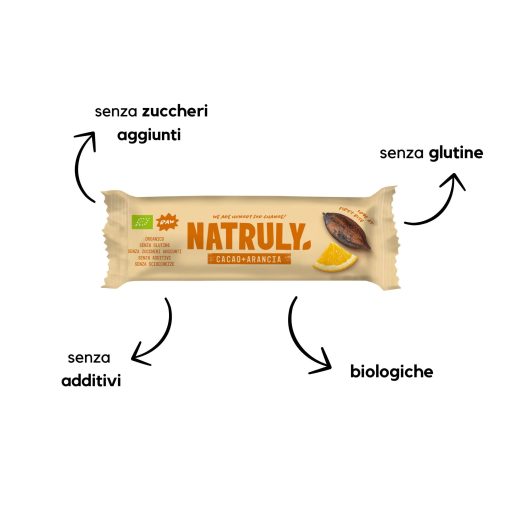 BARRETTA CRUDO-RAW CACAO + ARANCIA (39.20% FRUTTA SECCA) BIO | Natruly - immagine 3