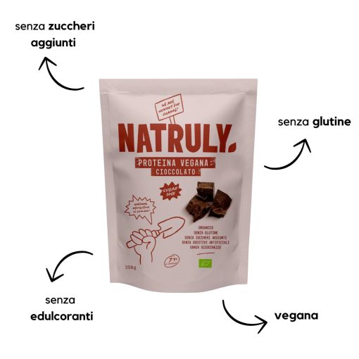 PROTEINE ​​VEGANE CIOCCOLATO 350 G | Natruly - immagine 2