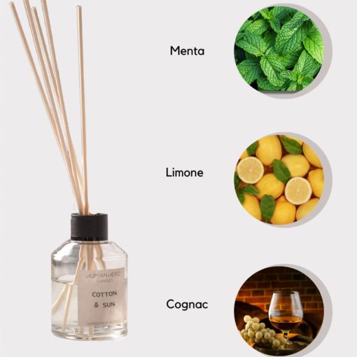 Diffusore 100ml - MUSCHIO BIANCO, ARANCIA, GELSOMINO - COTTON&SUN | Human Hero Candles - immagine 2