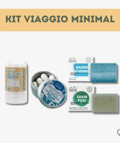 KIT VIAGGIO MINIMAL | Shampoo e bagnoschiuma mini, Dentifricio in pastiglie, Deodorante