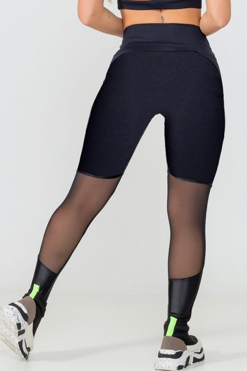 Legging All Black inserti in tulle - immagine 2