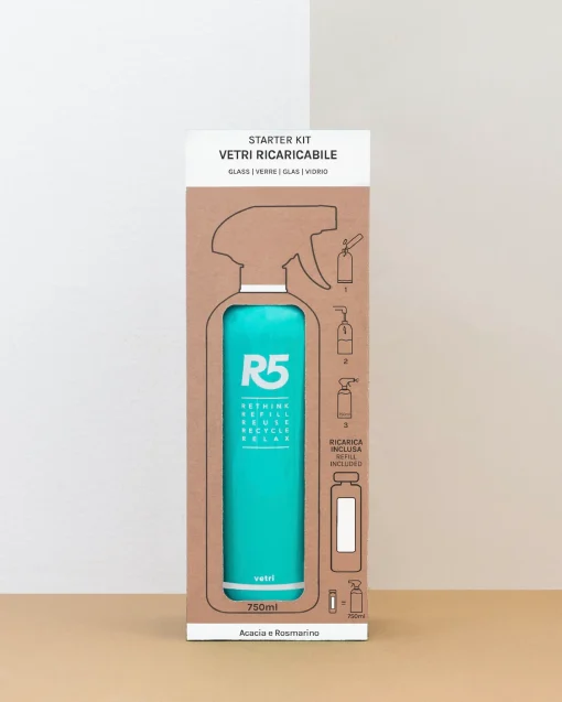 Kit per pulizia Vetri | 1 refill e 1 flacone