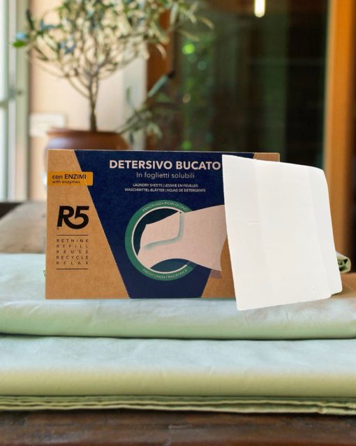 Detersivo per il bucato in foglietti solubili con enzimi - 30 lavaggi | R5 Living