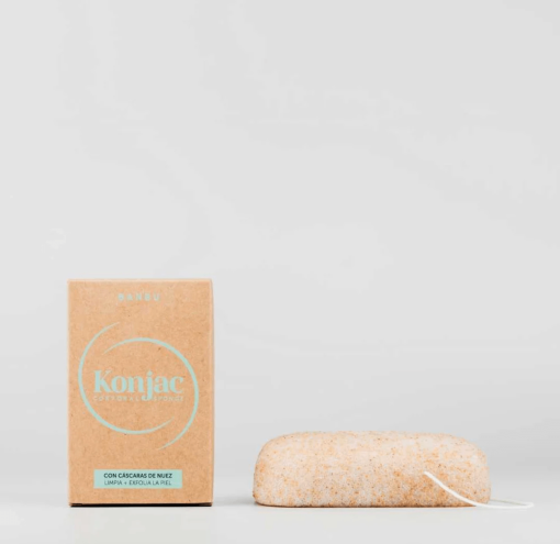 Spugna Konjac Corpo Noce Esfoliante | Spugna esfoliante con guscio di noce