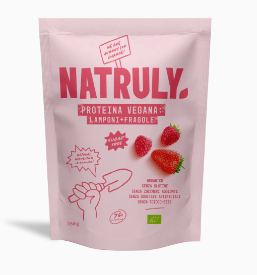 PROTEINE ​​VEGANE LAMPONI E FRAGOLE BIO 350 G | Natruly