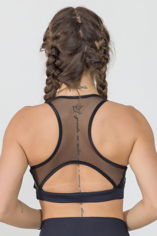 Top Reggiseno All Black inserti in tulle - immagine 2