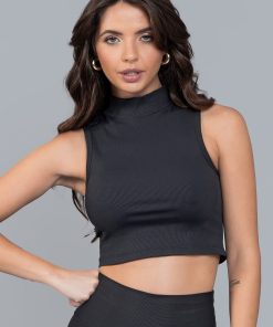 Top Cropped Tessuto Cannellato