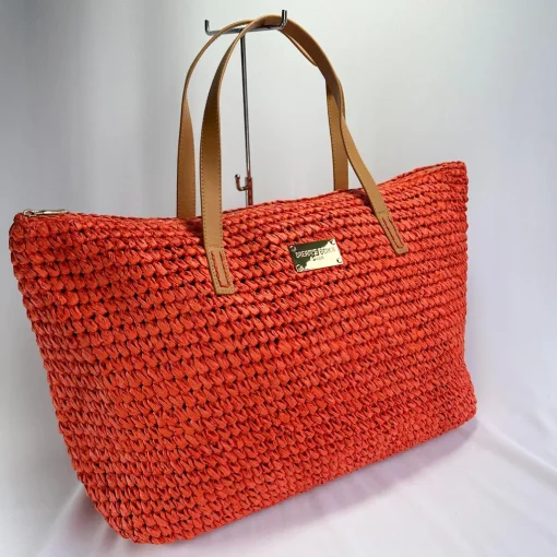 Borsa Mare in Paglia Arancione - immagine 2