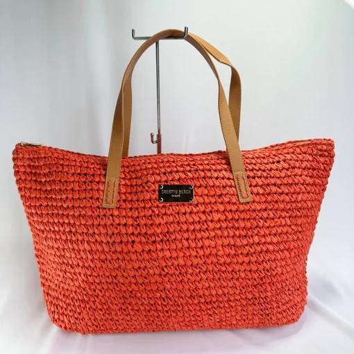 Borsa Mare in Paglia Arancione - immagine 3