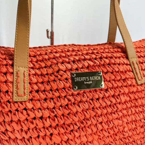 Borsa Mare in Paglia Arancione - immagine 4