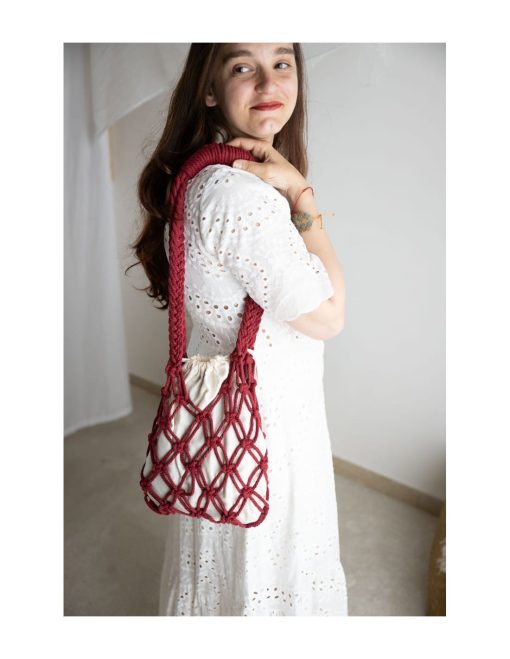 Borsa in macramè di cotone riciclato | Macramè de Candela - immagine 9