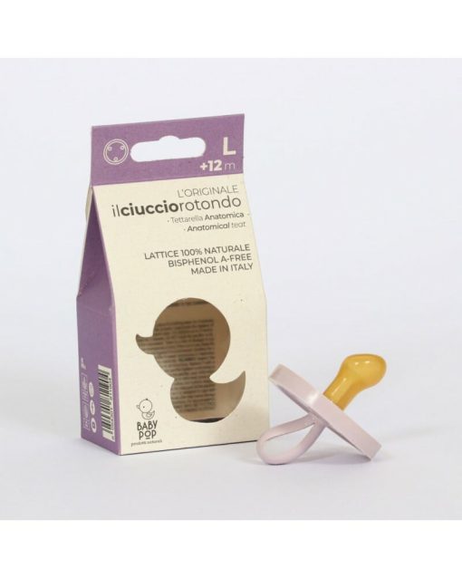Ciuccio Rotondo Anatomico In Gomma Naturale LILLA | Baby Pop