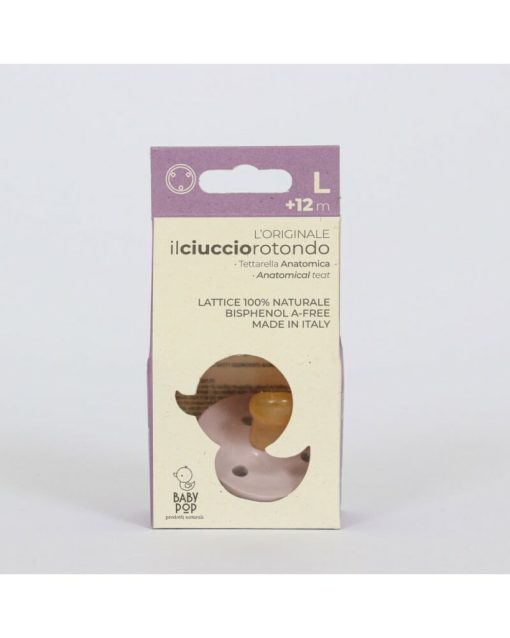 Ciuccio Rotondo Anatomico In Gomma Naturale LILLA | Baby Pop - immagine 3