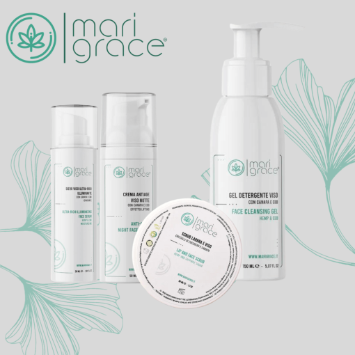 Kit Skincare Serale Antiage Marigrace | Crema notte, siero, detergente e scrub viso