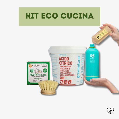 KIT ECO CUCINA | Sapone piatti solido, Spazzola piatti, Acido citrico, Sgrassatore