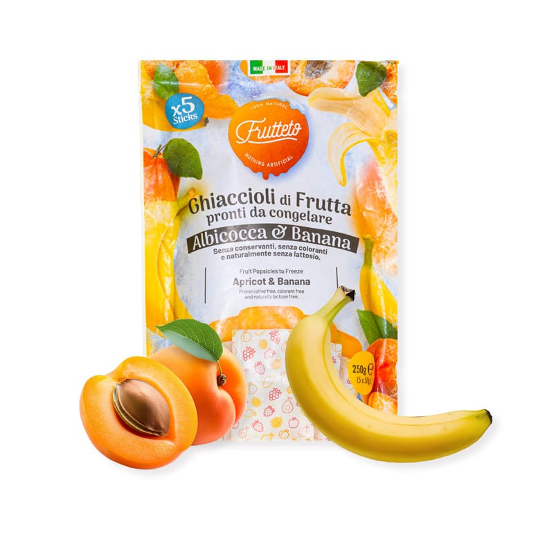 Ghiaccioli Frutteto 100% Frutta busta multipack 5 pezzi gusto Banana&Albicocca
