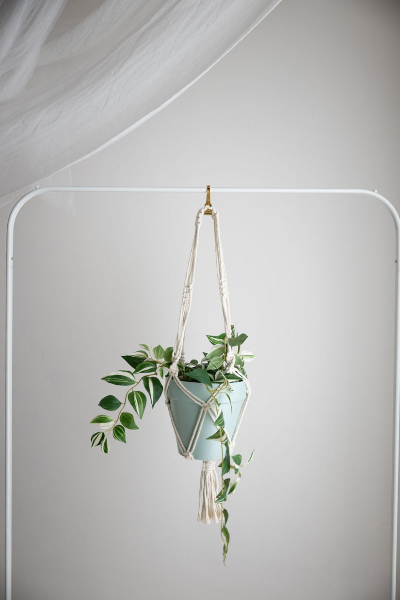 Porta piante in macramè | Macramè de Candela (Colore: bianco)