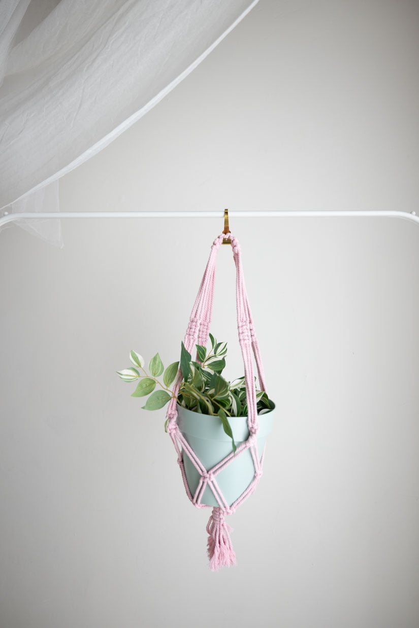 Porta piante in macramè | Macramè de Candela (Colore: rosa)