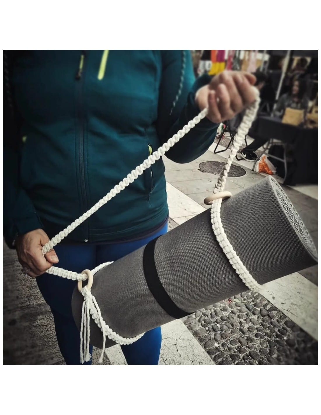 Tracolla in macramè per tappetino da yoga | Macramè de Candela (Colore: nero)